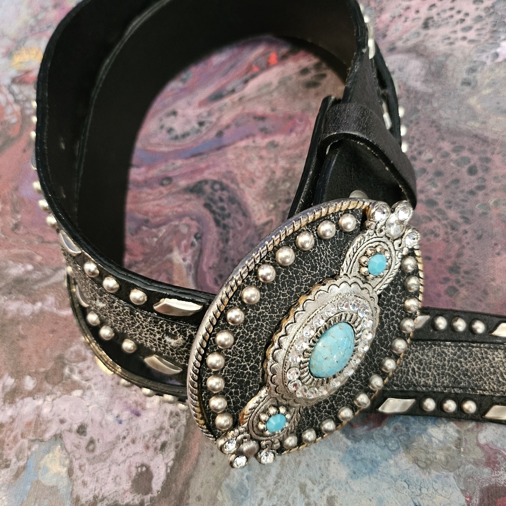 Black leatherock belt lg